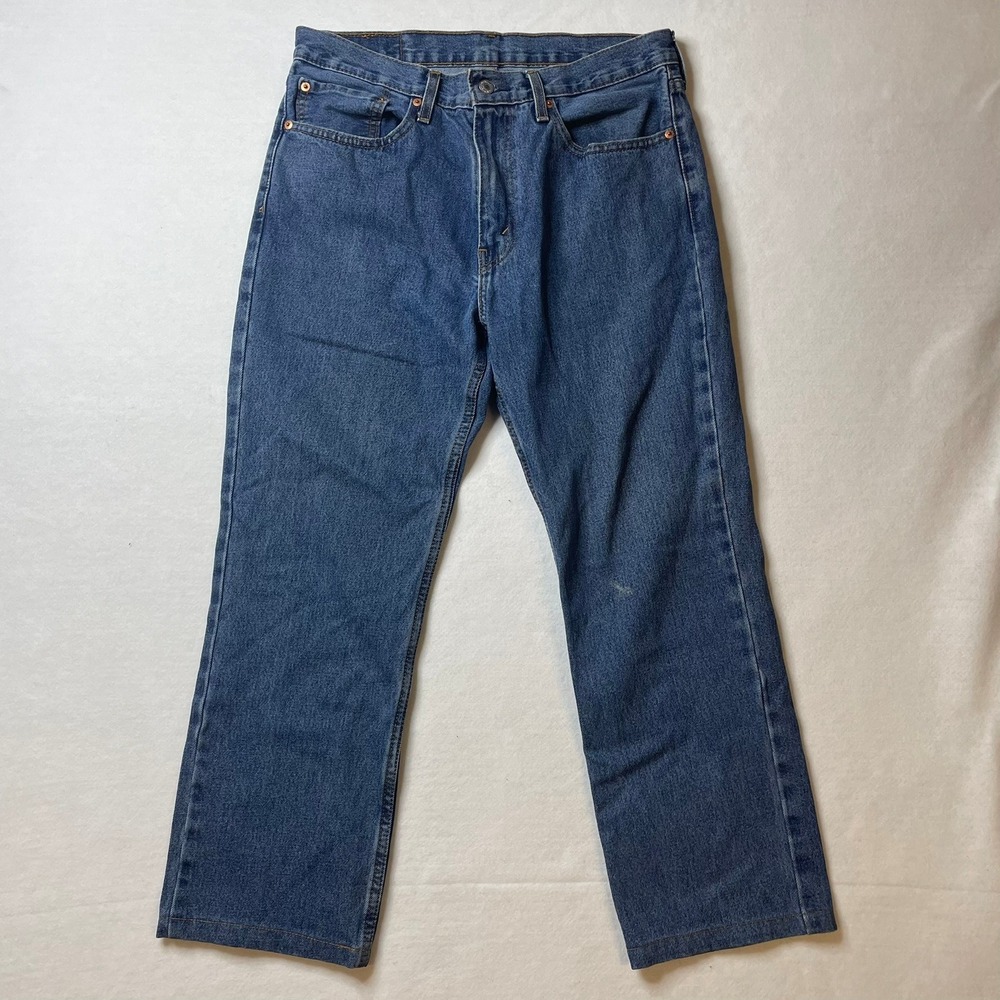 Levi's 516 Jeans Mens W34 L30 Blue Denim‎ Straight Leg Waterless READ HEMMED